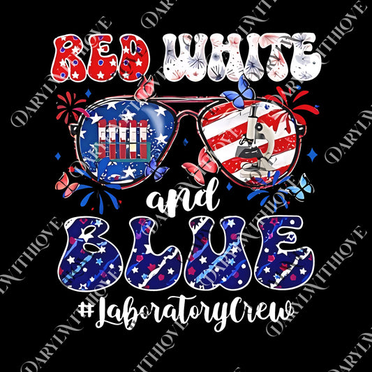 Laboratory Scientist png 4th of July Patriotic Crewneck Red White Blue png Lab Tech Phlebotomist Microbiology Lab Gift