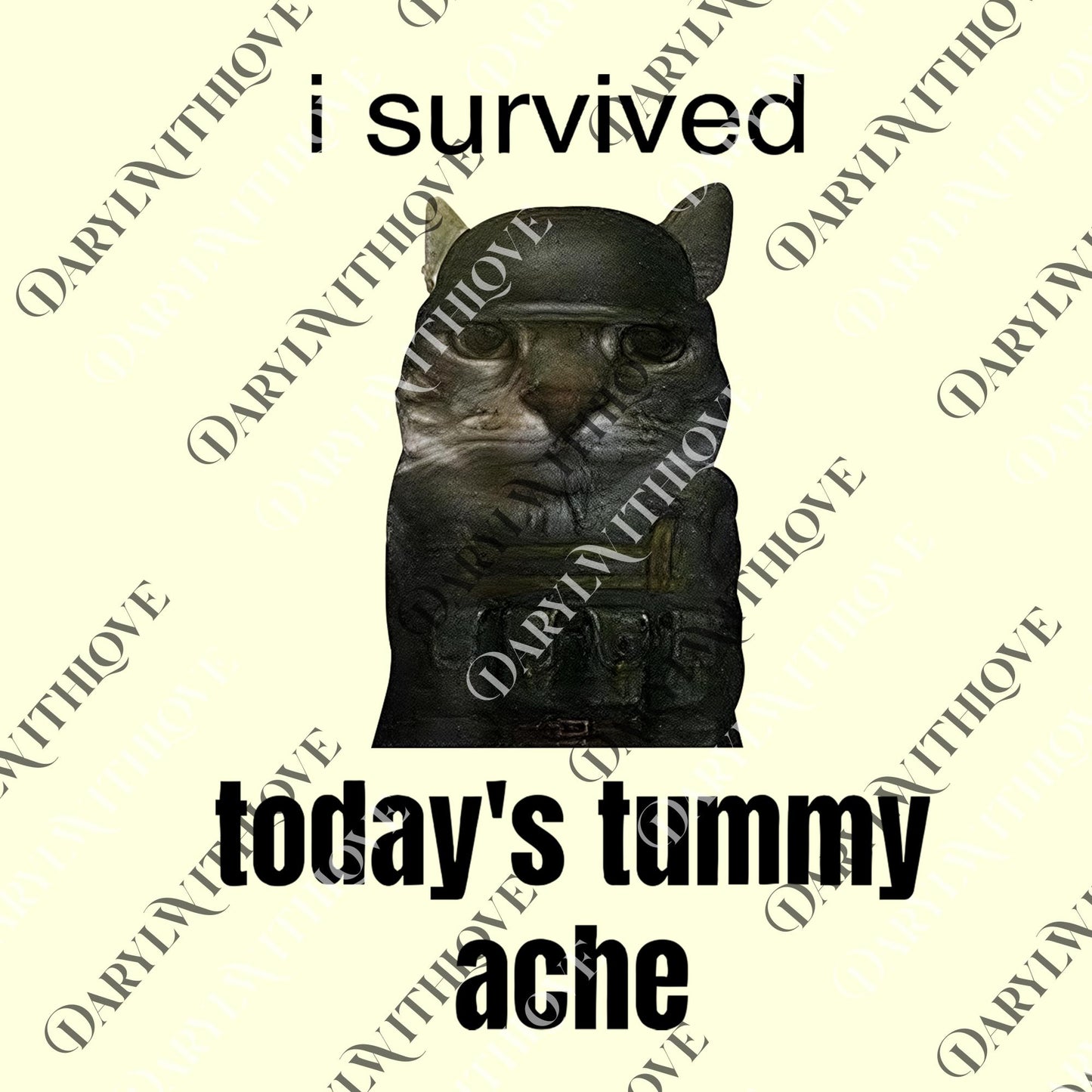 Cat Meme I Survived Today's Tummy Ache Funny png, Tummy Ache png, png for Best Friend, Digital File