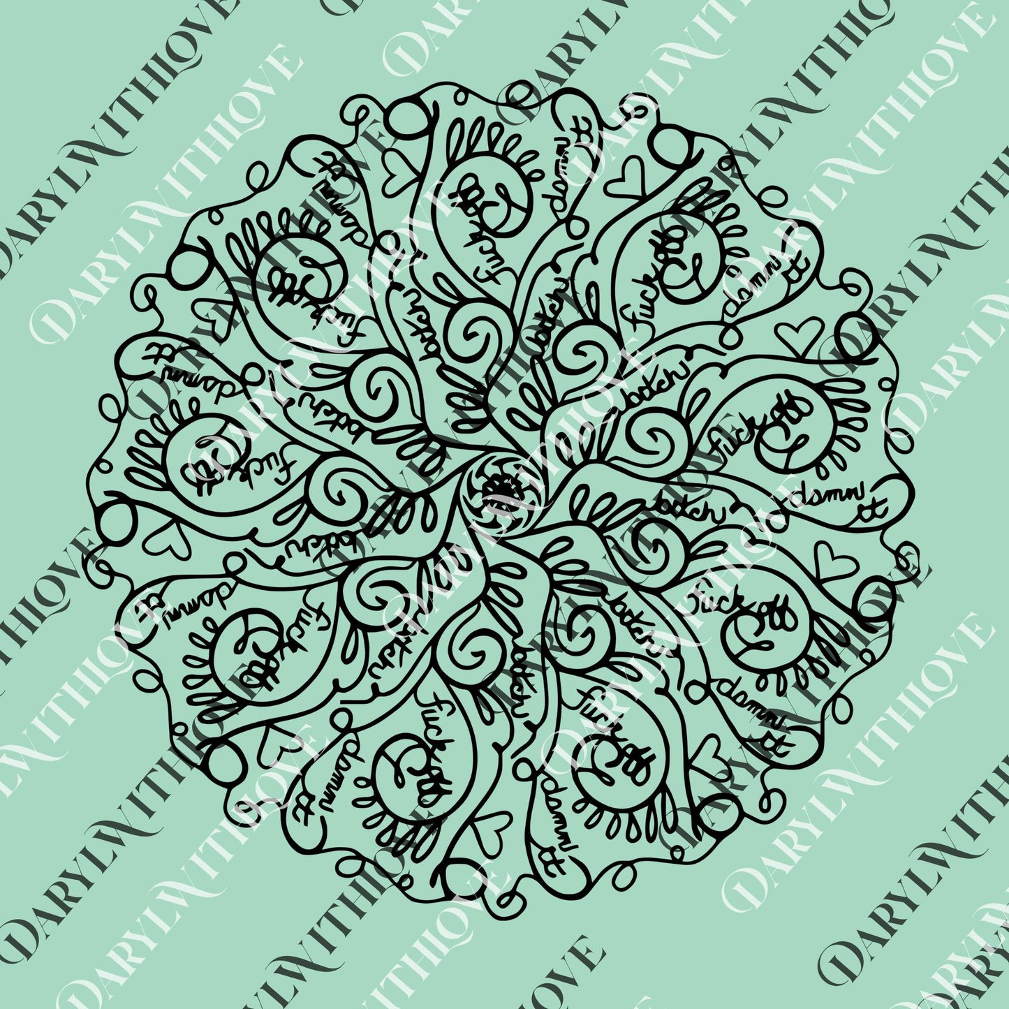 Curse Word Mandala png, Funny Swearing png, Adult Cuss Word Flower png