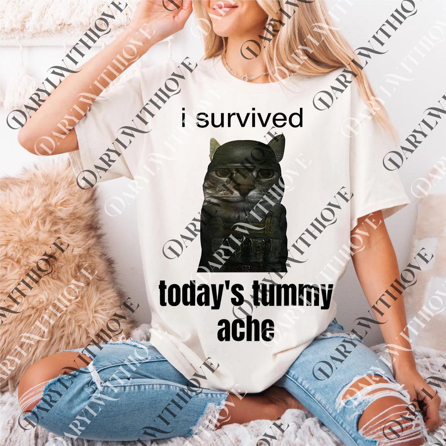 Cat Meme I Survived Today's Tummy Ache Funny png, Tummy Ache png, png for Best Friend, Digital File
