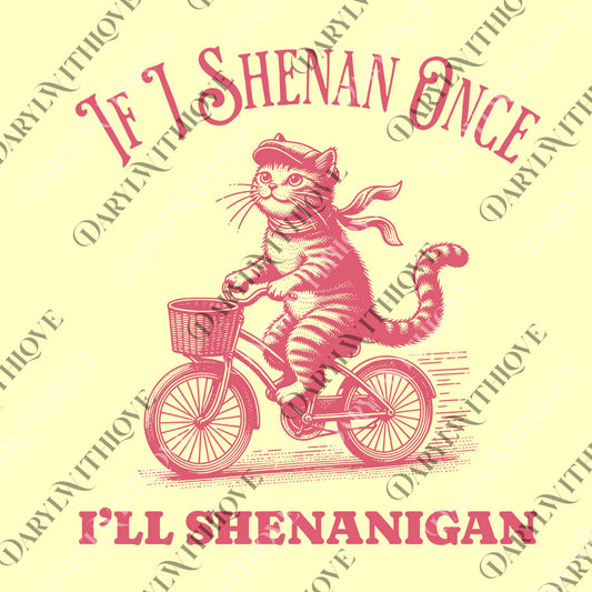Funny St Patricks Day Cat png, Cat Lover St Patricks Day png, If I Shenan Once I'll Shenanigan png, Irish Cat Humor png