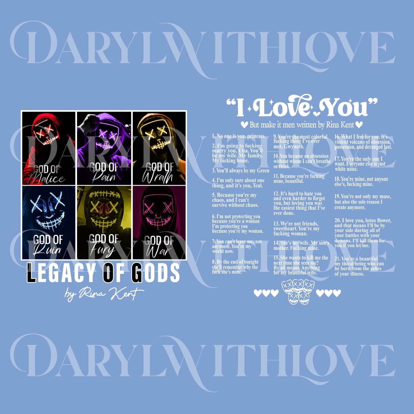 Legacy of Gods I Love You Book Quotes 2 Sides png, Legacy of Gods Heathens png, Dark Romance, Bookish png