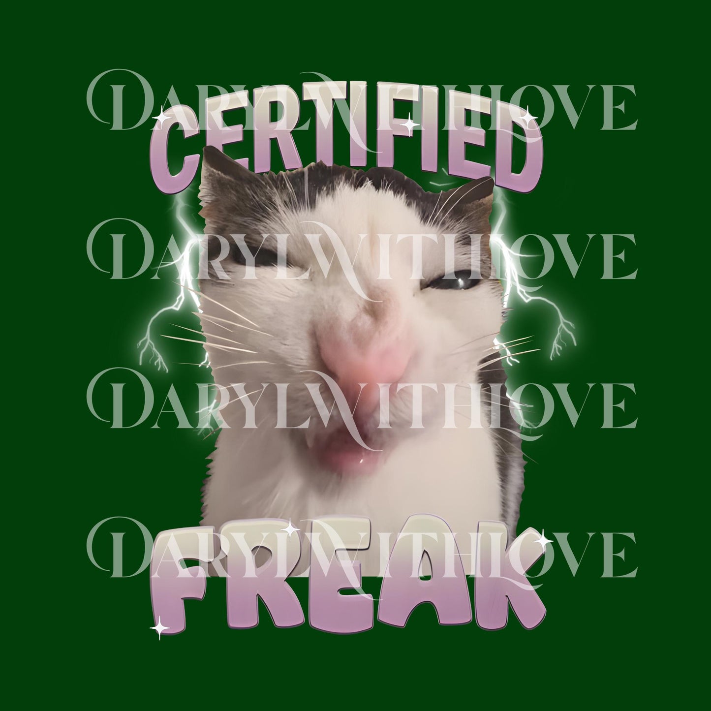 Certified Freak Funny Cat PNG, Funny Cat Graphic PNG, Cute Kitten Meme PNG, Digital File