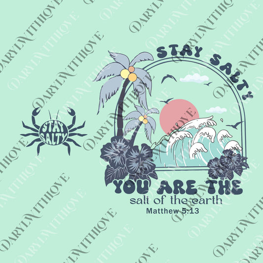 Stay Salty Faith Based png, Salt of the Earth Bible Verse png, Beachy png, Stay Salty png, Matthew 5:13 Scripture png
