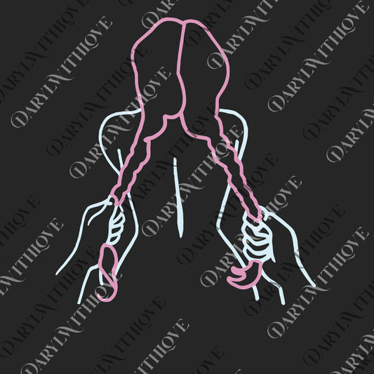 Funny Adult Sarcastic Naughty Couple Humor Pulling Her Hair png, A Girl with a Long Braid Linear png, Unisex Crewneck png