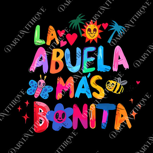 La Abuela Mas Bonita png, Abuela Latina Grandmother Graphic png, Trendy png for Women for Men, Perfect Gift