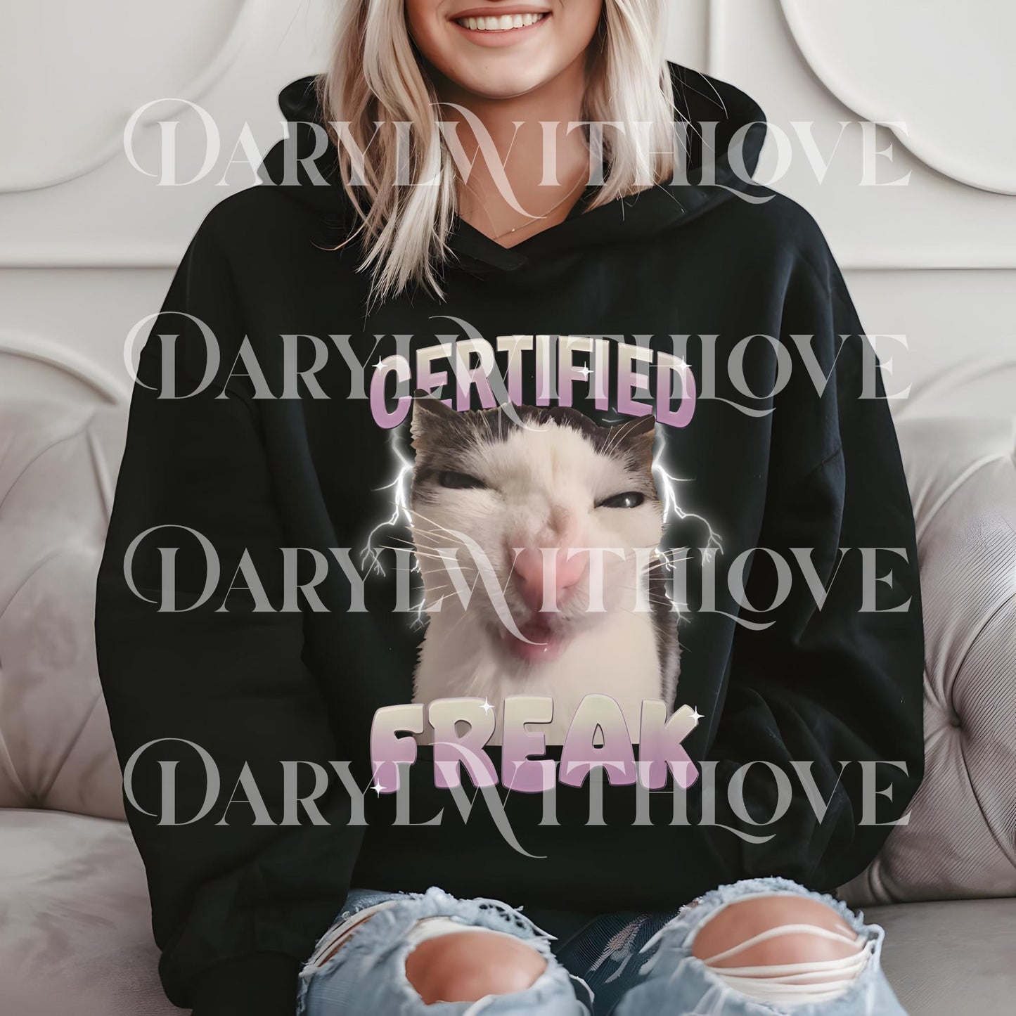 Certified Freak Funny Cat PNG, Funny Cat Graphic PNG, Cute Kitten Meme PNG, Digital File