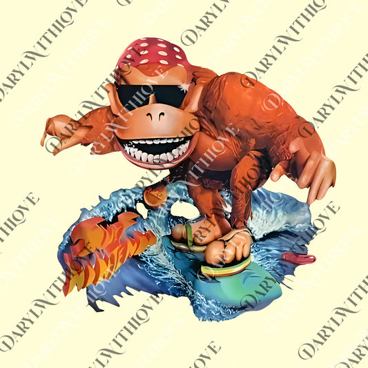 Vintage 1995 Funky Kong Surf Black png for Men, Gift for Him png, png, Digital File