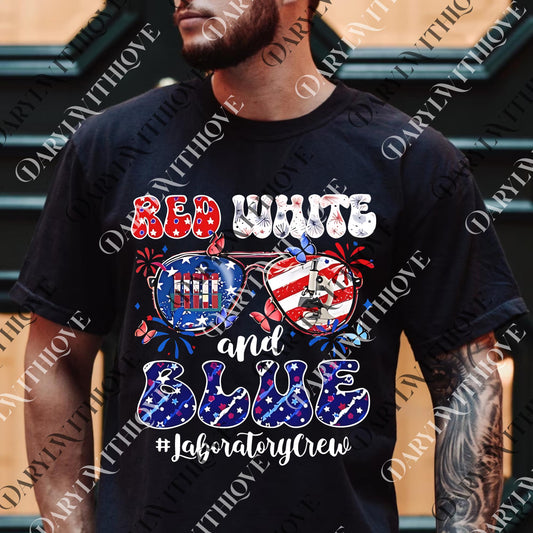Laboratory Scientist png 4th of July Patriotic Crewneck Red White Blue png Lab Tech Phlebotomist Microbiology Lab Gift