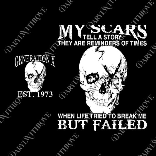 Generation X Custom Year png, My Scars Tell A Story They Are Reminders Of When Life Tried To Break Me But Failed png, 1980 Birthday Gift