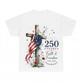 250th Anniversary Faith Freedom T-Shirt PNG, Patriotic American Flag Cross Tee Sublimation Design, Patriotic 250th Anniversary Digital Download, Instant Download