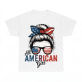 All American Girl Messy Bun PNG, Patriotic Flag Bow Independence Day Sublimation Design, 4th of July Digital Download, Instant Download