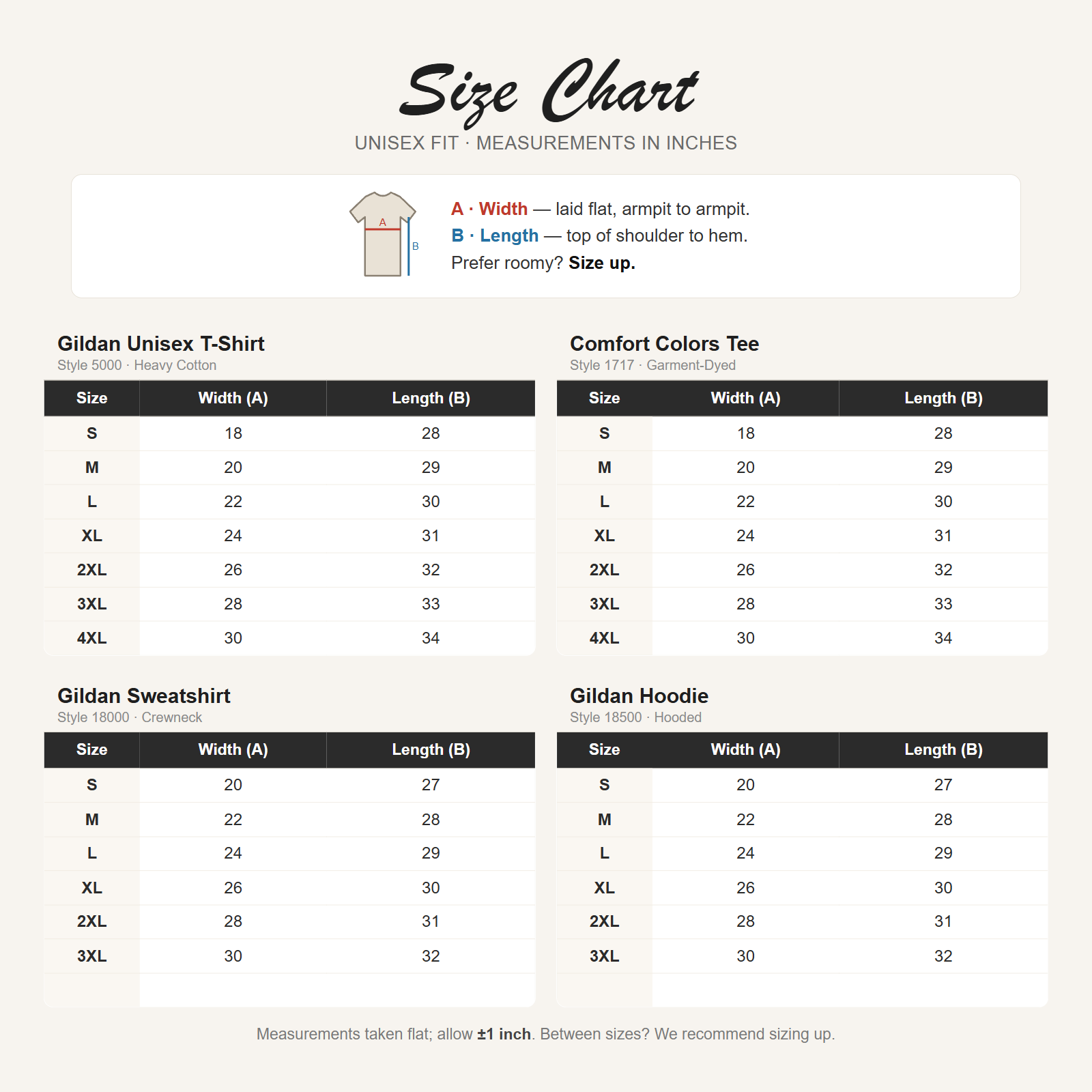 Size chart