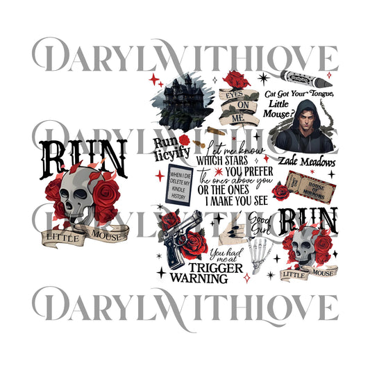 Run Little Mouse png, Haunting Adeline png, Dark Romance png, Women's Book Lover png, Rose Skeleton digital file