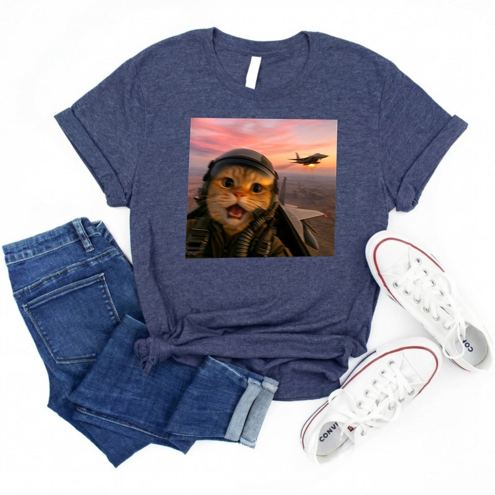 Funny Fighter Pilot Cat Shirt