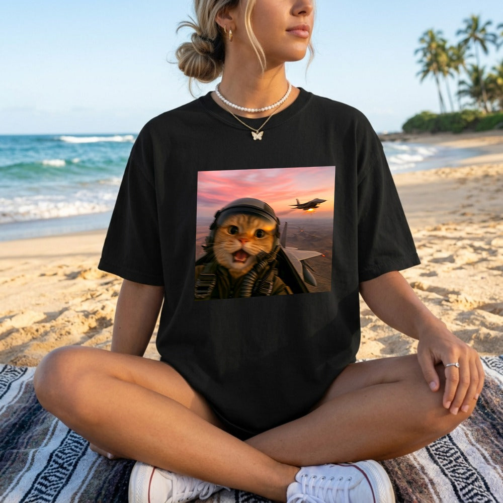 Funny Fighter Pilot Cat Shirt