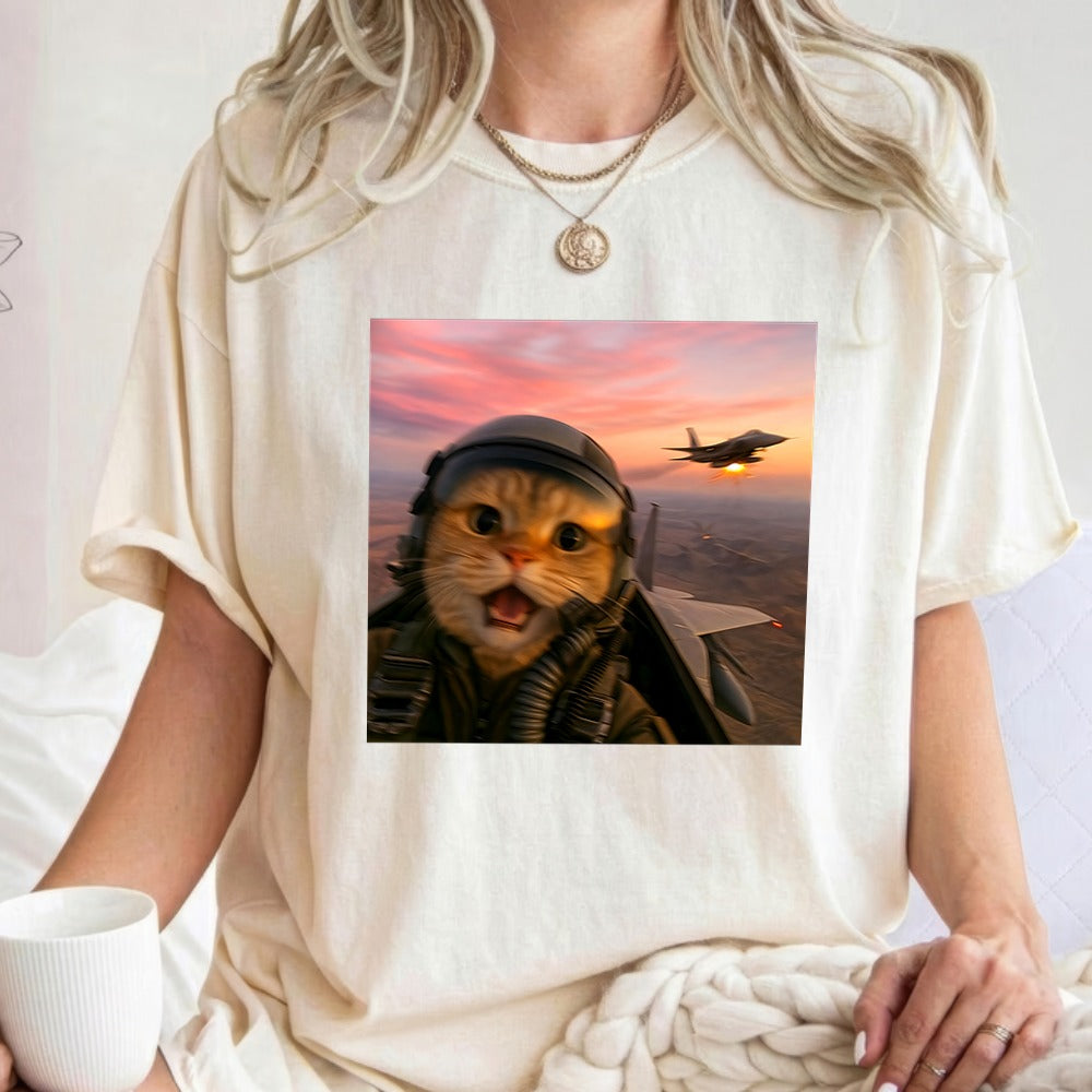 Funny Fighter Pilot Cat Shirt