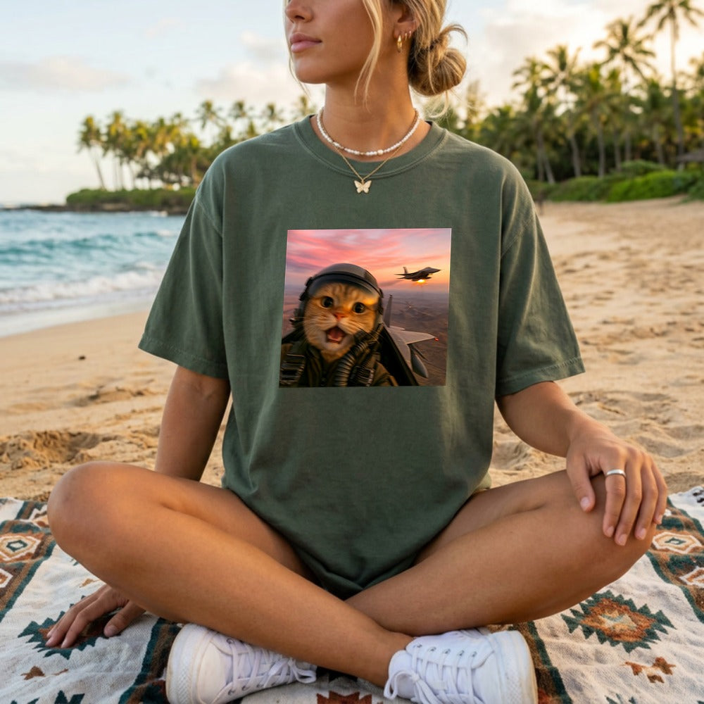 Funny Fighter Pilot Cat Shirt