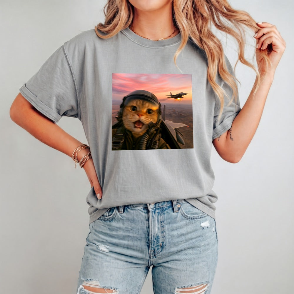 Funny Fighter Pilot Cat Shirt