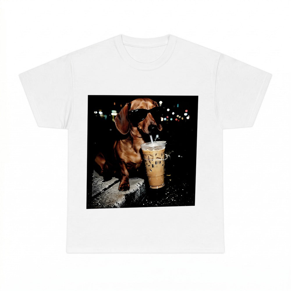Comfort Colors Funny Dachshund Drinking Iced Coffee Shirt