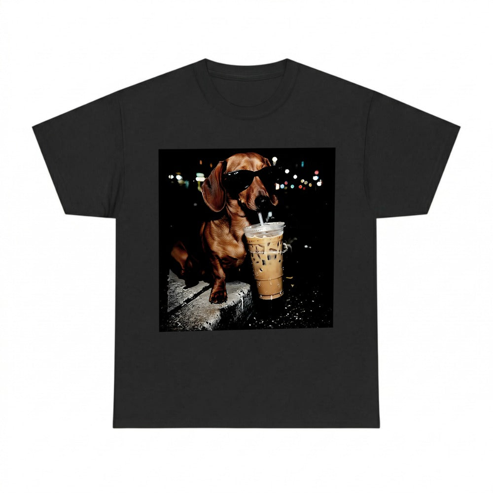 Comfort Colors Funny Dachshund Drinking Iced Coffee Shirt