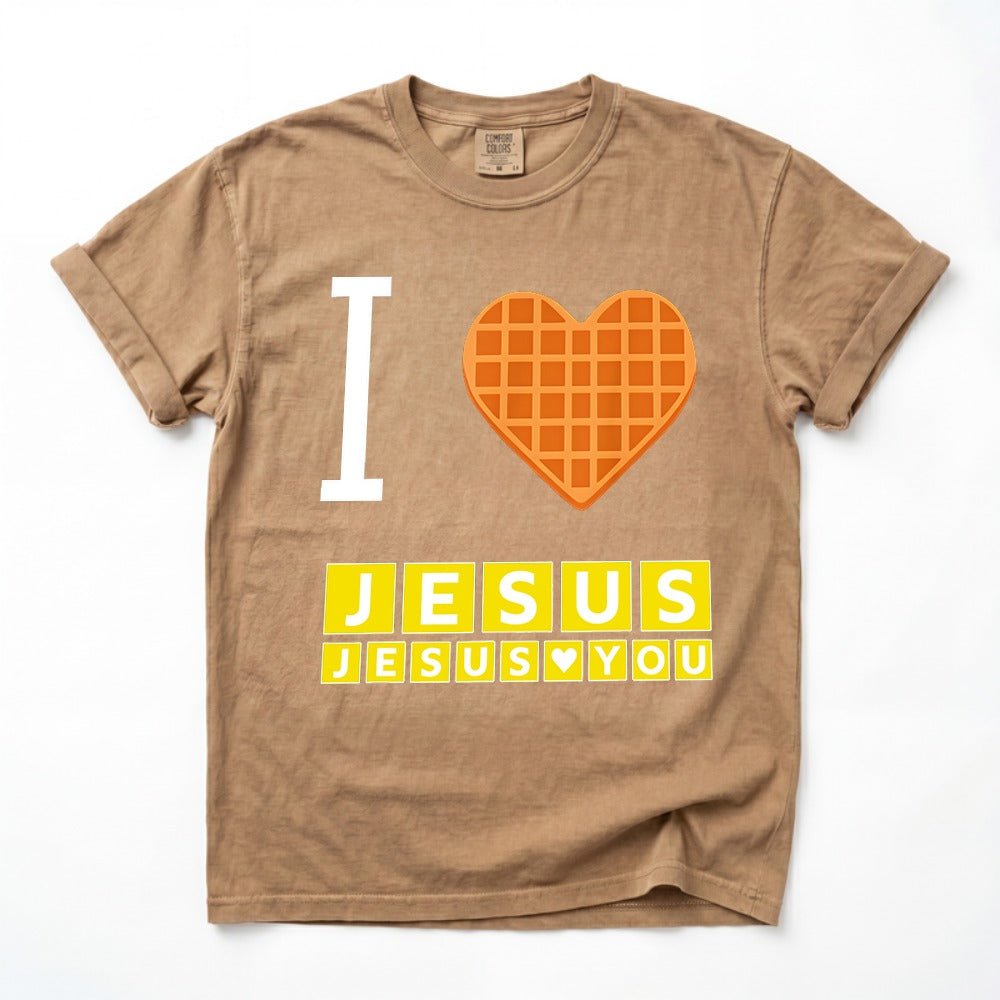 I Love Jesus Jesus Love You Waffle Comfort Colors Shirt