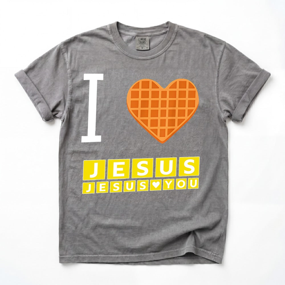 I Love Jesus Jesus Love You Waffle Comfort Colors Shirt