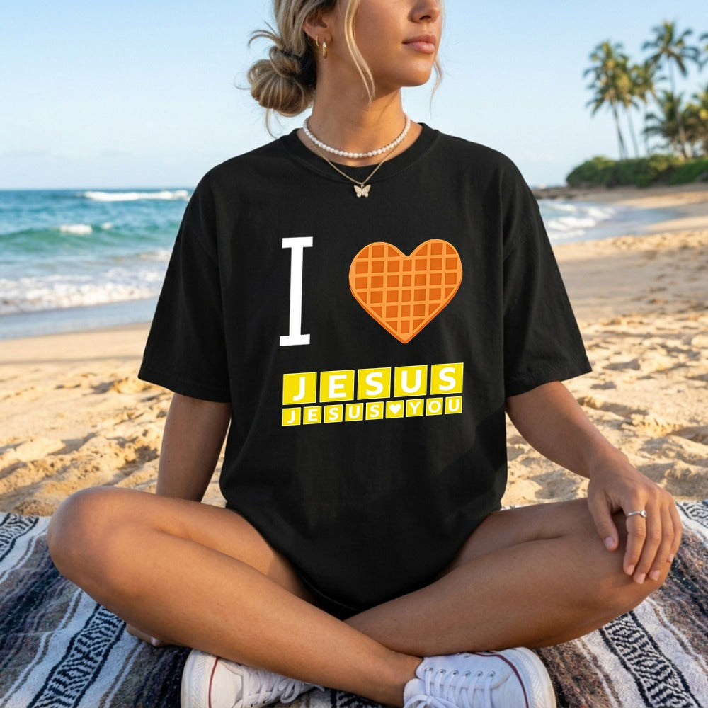 I Love Jesus Jesus Love You Waffle Comfort Colors Shirt