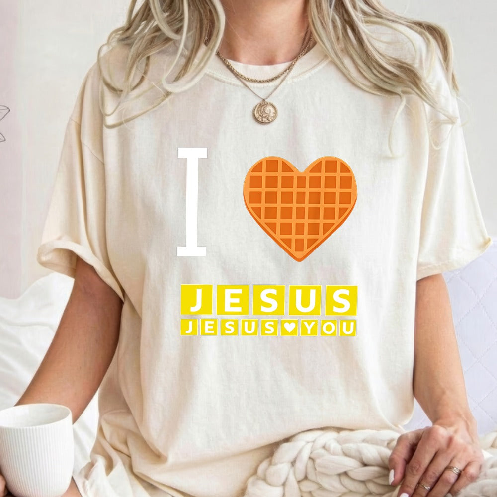 I Love Jesus Jesus Love You Waffle Comfort Colors Shirt