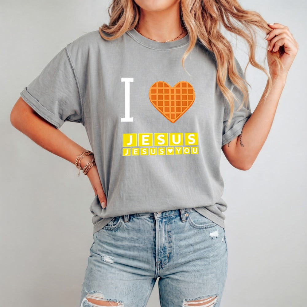 I Love Jesus Jesus Love You Waffle Comfort Colors Shirt
