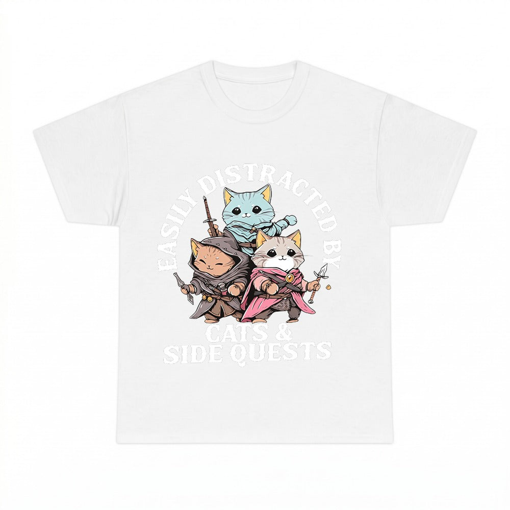 Easily Distracted by Cats and Side Quests T-Shirt