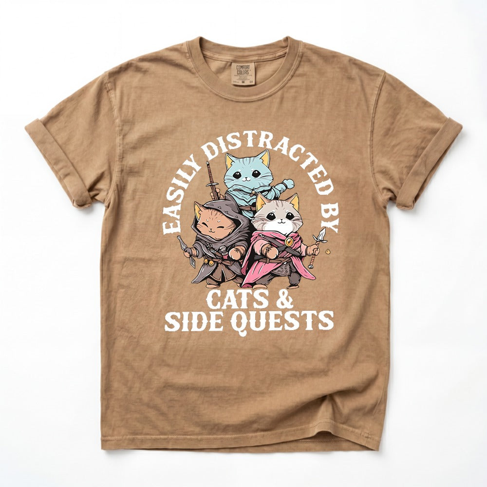 Easily Distracted by Cats and Side Quests T-Shirt
