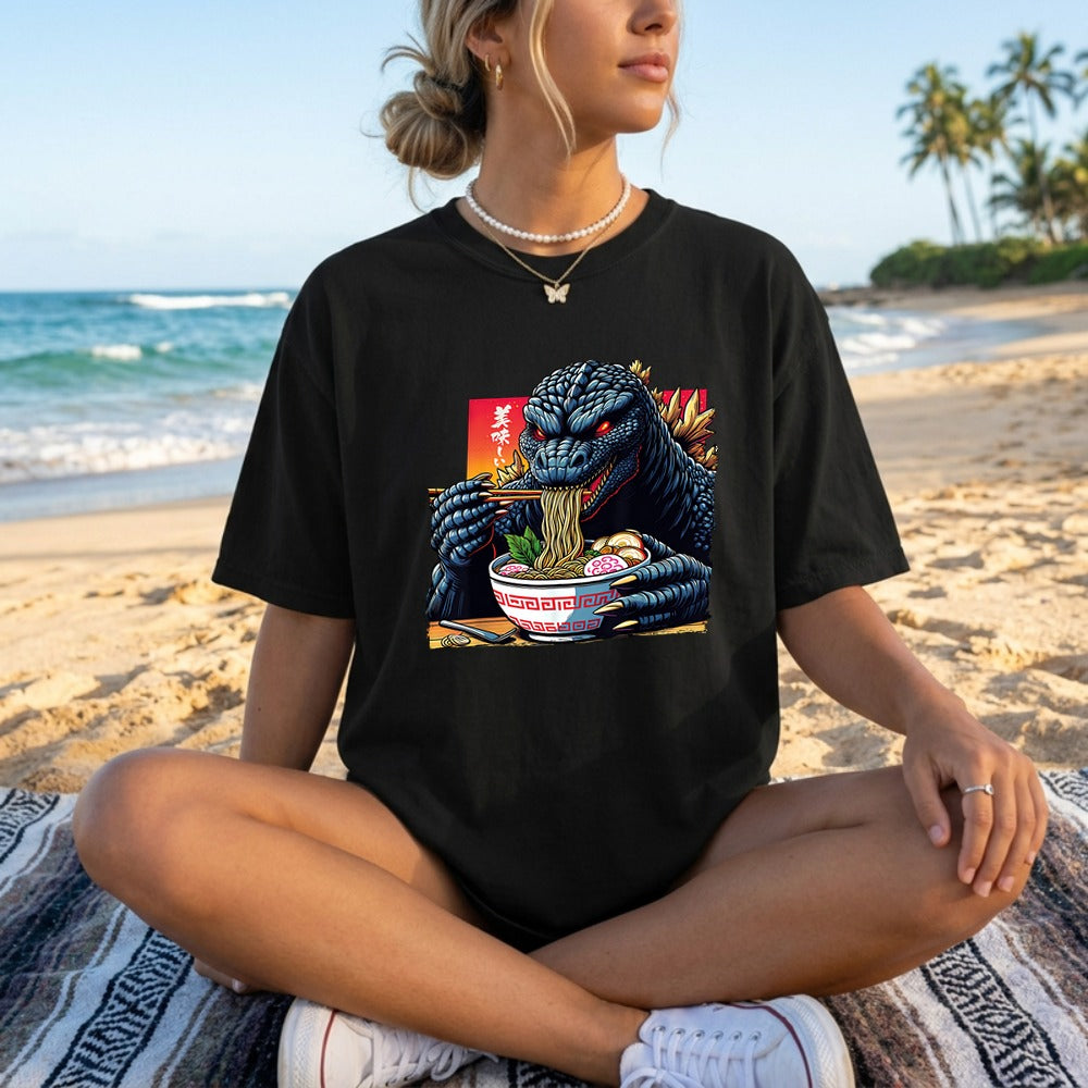 Japanese Godzilla Eating Ramen T-Shirt