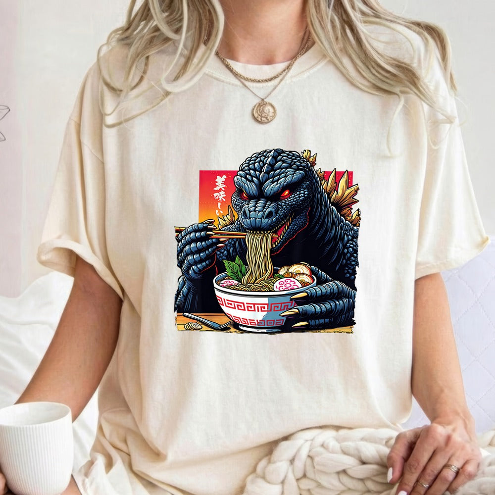 Japanese Godzilla Eating Ramen T-Shirt