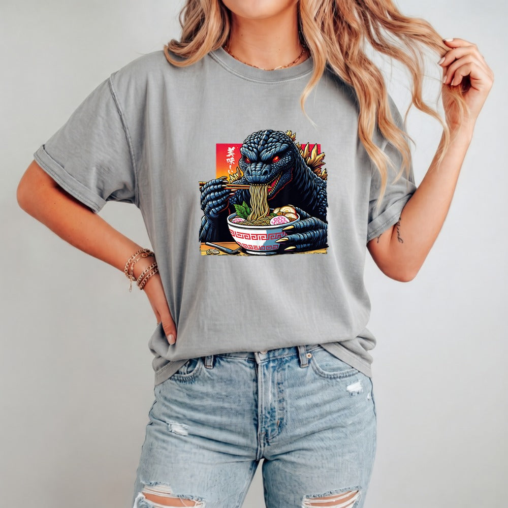 Japanese Godzilla Eating Ramen T-Shirt