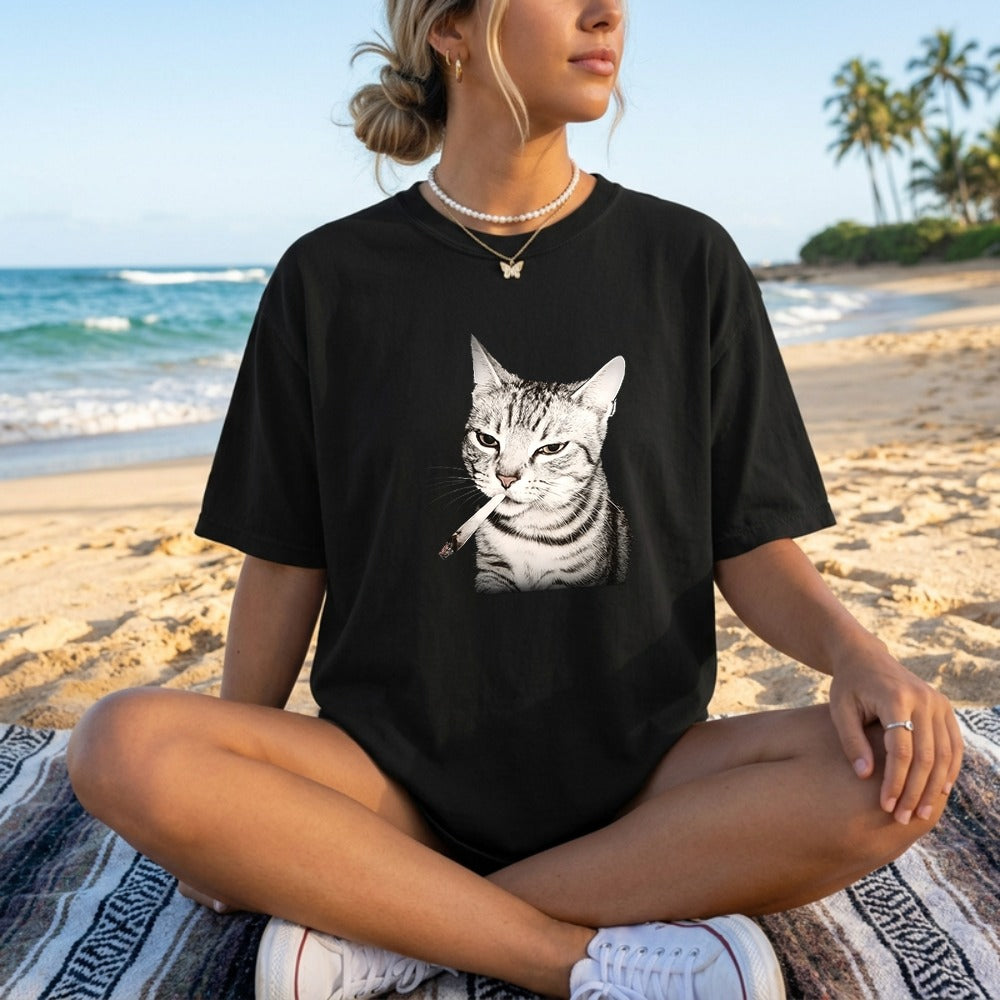 Vintage Smoking Cat Meme Shirt