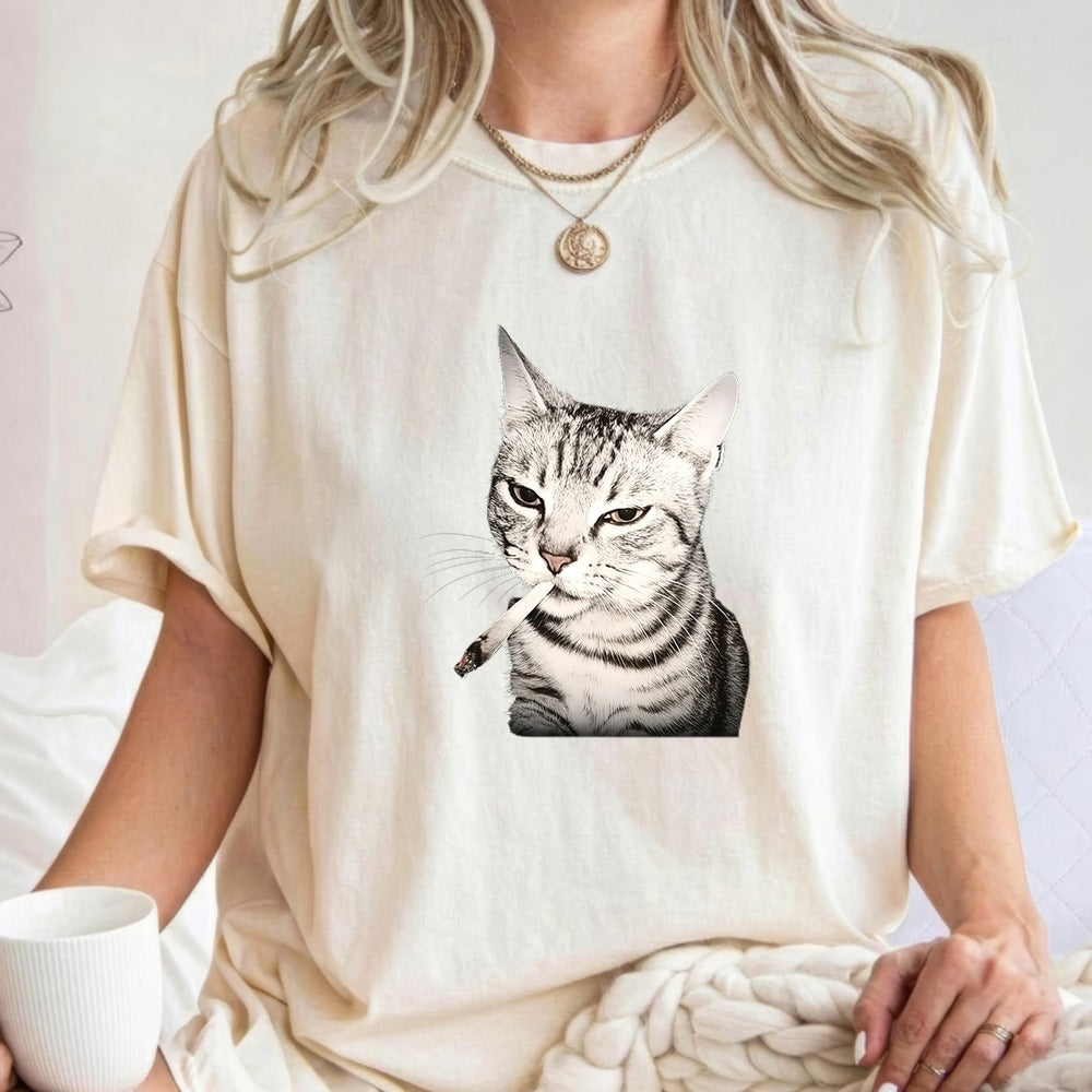 Vintage Smoking Cat Meme Shirt