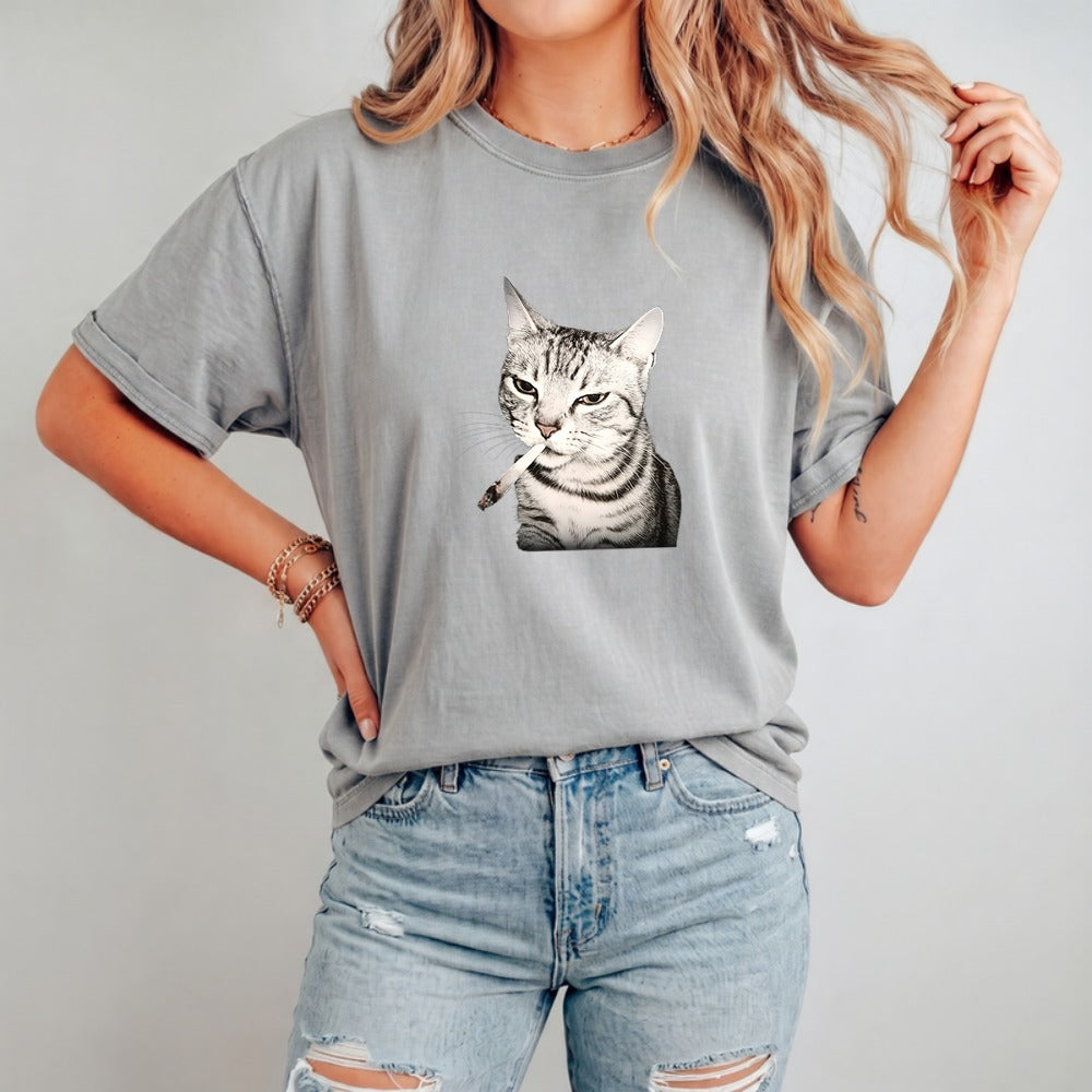 Vintage Smoking Cat Meme Shirt