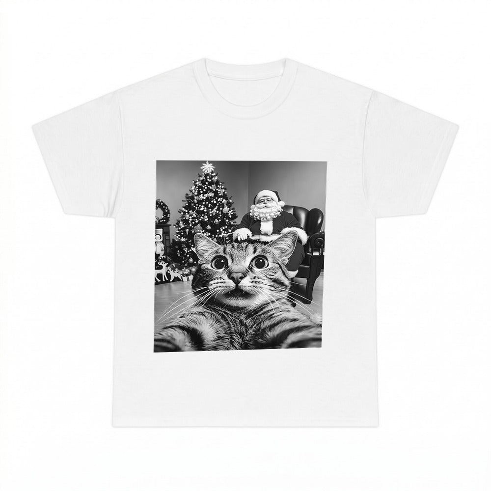 Funny Cat Selfie With Santa Christmas Shirt