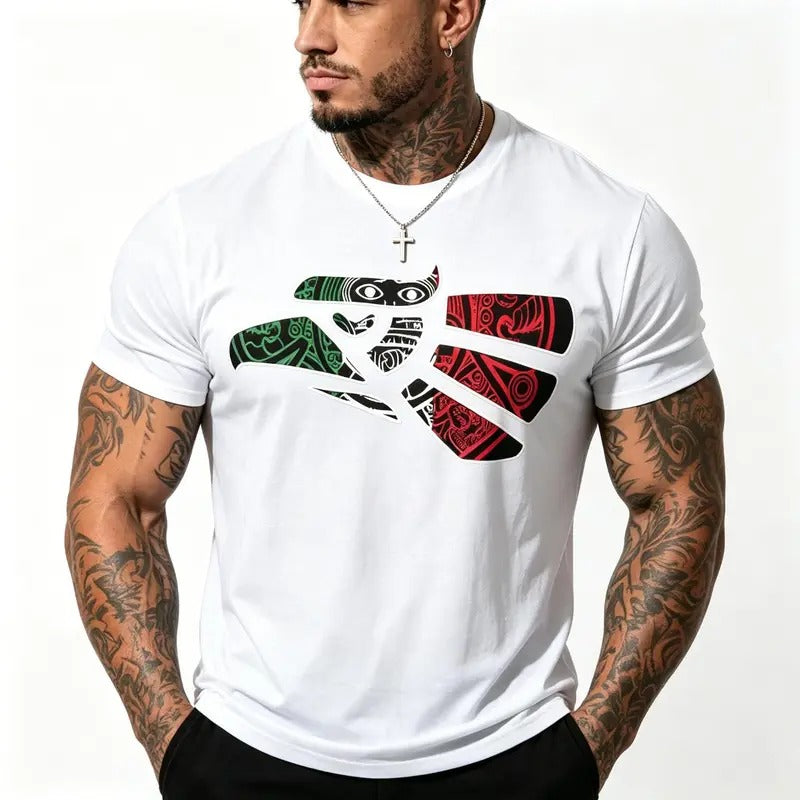 Mexico Eagle Pride Shirt, Mexican Flag Aztec Tribal Eagle Tattoo Tee, Latino Heritage Gift for Men, Viva Mexico, Gildan Unisex T-Shirt Sweatshirt Hoodie