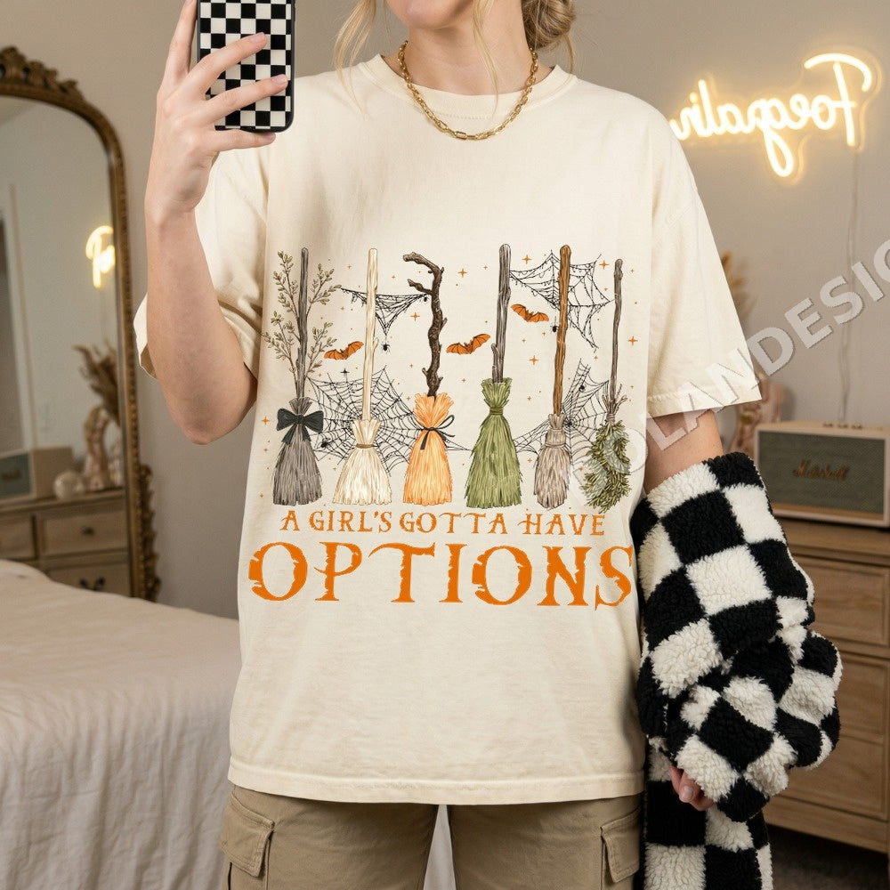 A Girl's Gotta Have Options PNG, Spooky Halloween Digital Download, Witchy Bats Cobwebs Art