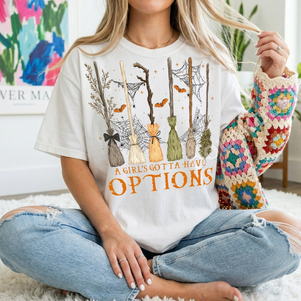 A Girl's Gotta Have Options PNG, Spooky Halloween Digital Download, Witchy Bats Cobwebs Art