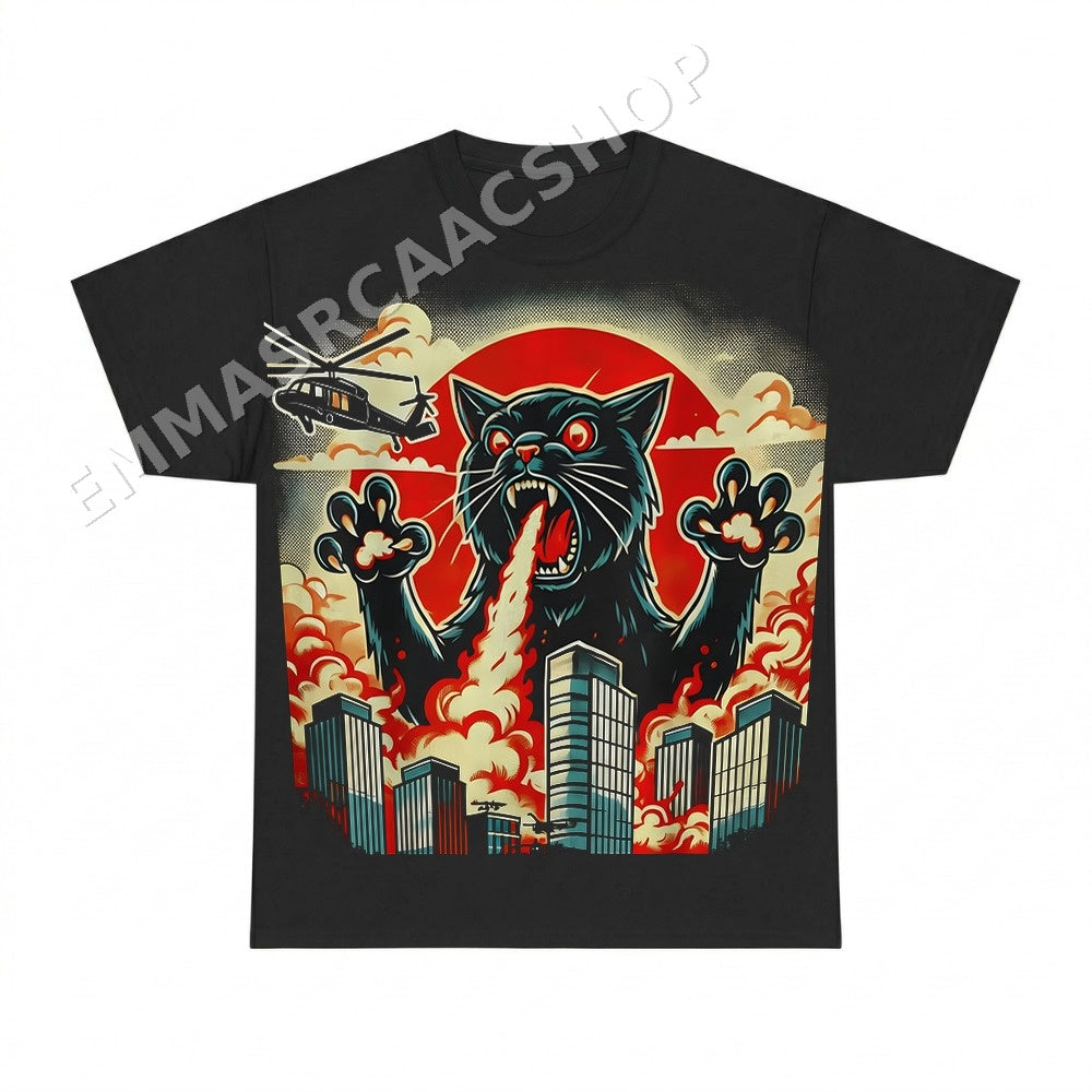 Black Cat Fire Breathing City PNG, Dark Fantasy Digital Download, Instant Download
