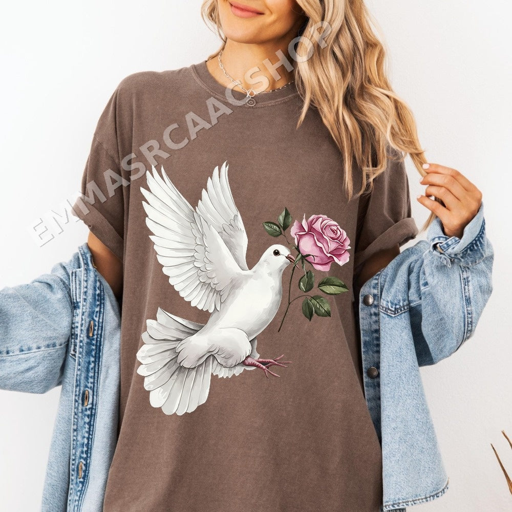 Boho Dove Rose PNG, Floral Christian Digital Download, Instant Download