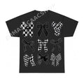 Bow Grid Y2k Coquette PNG, Black Checkerboard Girly Digital Download