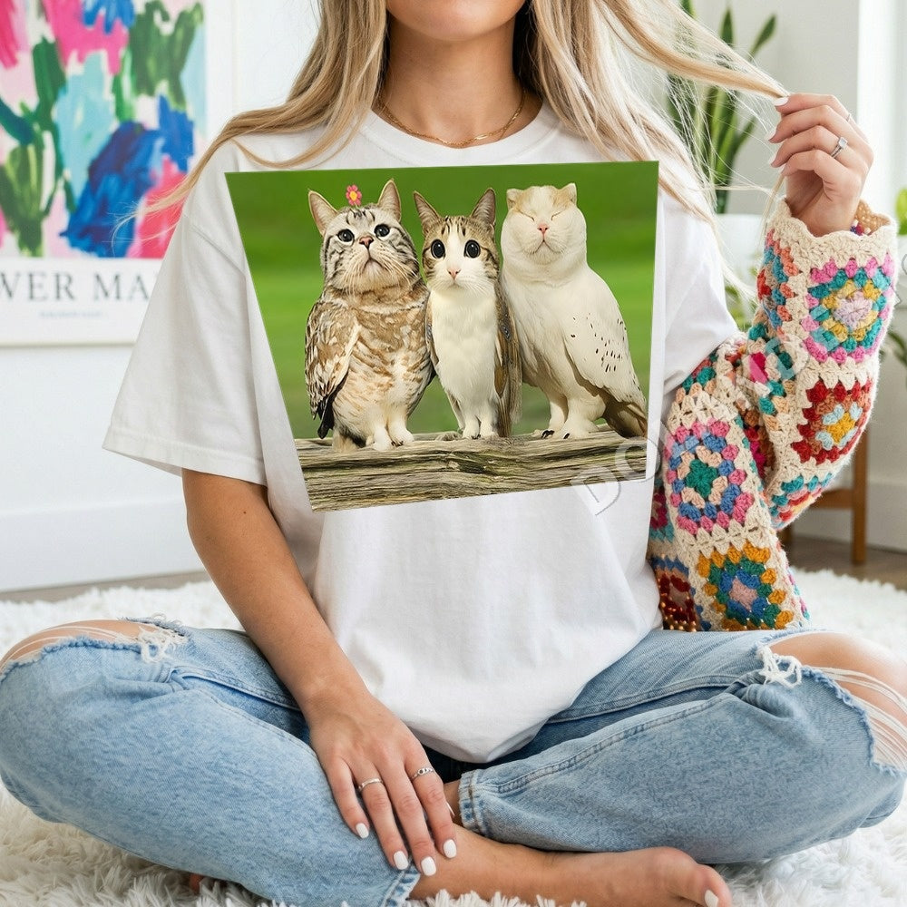 Cat Owl Hybrid PNG, Whimsical Animal Digital Download, Instant Download