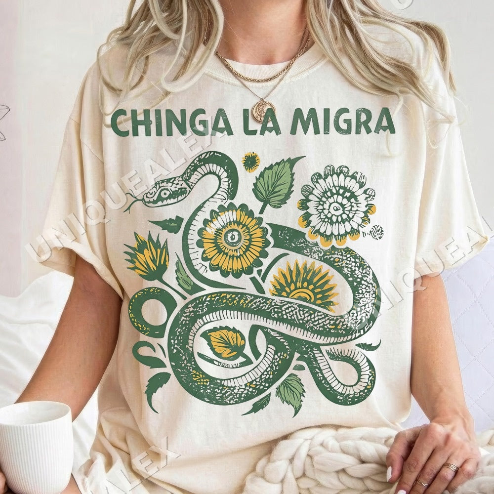 Chinga La Migration Snake Flowers PNG, Political Activism Digital Download