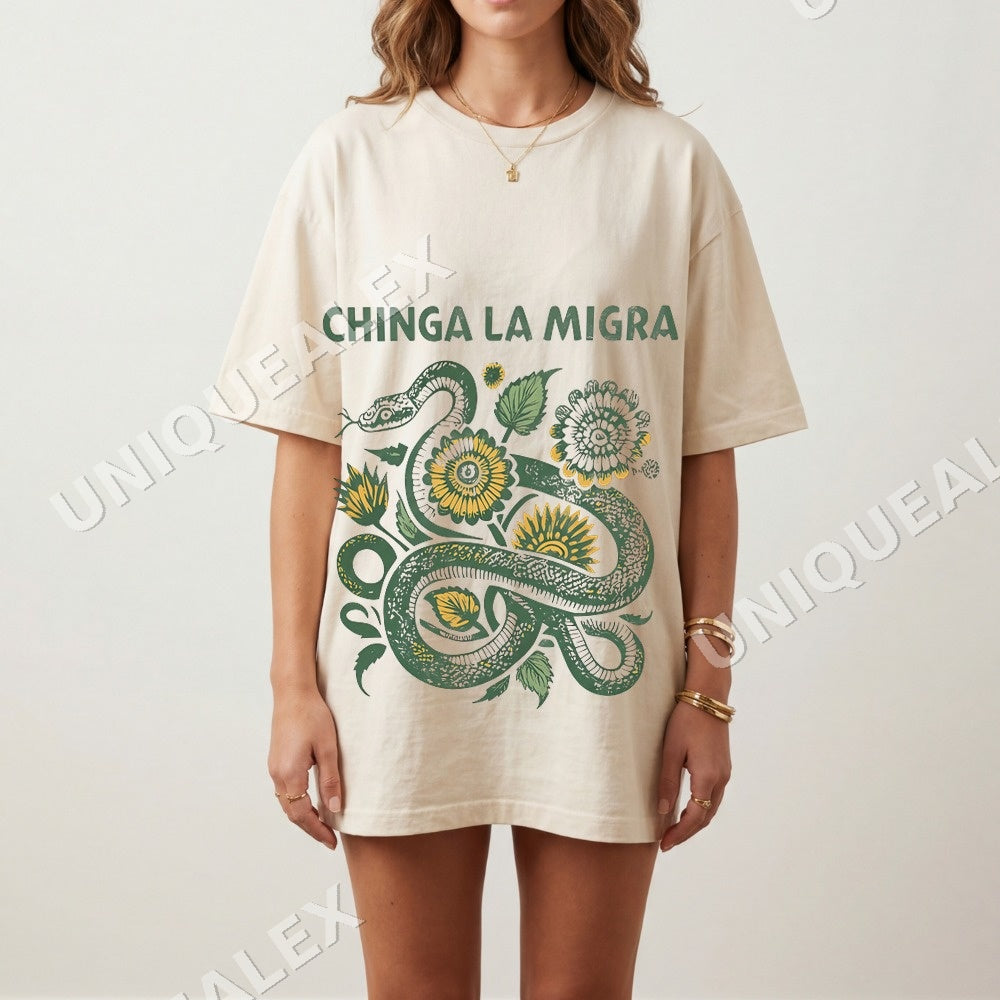 Chinga La Migration Snake Flowers PNG, Political Activism Digital Download
