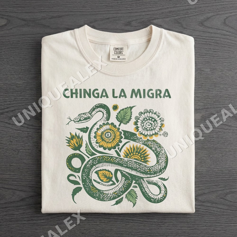 Chinga La Migration Snake Flowers PNG, Political Activism Digital Download