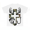 Christian Fishing Cross Camo Antlers PNG, Religious Fisherman Digital Download